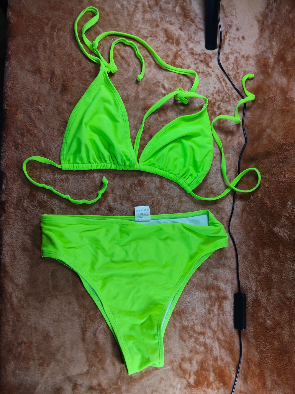 Neon Green Triangle String Bikini Set
